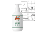 200ml Gleamsure Aloe Vera & Coconut Handwash bottle placed on a bathroom counter with sketch-style sink background