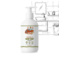 200ml Gleamsure Peppermint Handwash bottle placed on a bathroom counter with line-drawn sink illustration in the background