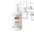 200ml Gleamsure Sandalwood & Tulsi Handwash bottle placed on a bathroom counter with line-drawn sink illustration in background