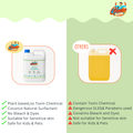 Comparison image showing GleamSure Floor Cleaner vs chemical cleaners, promoting non-toxic and baby-safe formula.
