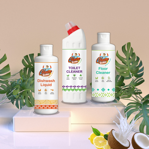 Gleamsure 3-in-1 Natural Cleaning Combo – Dishwash, Toilet & Floor Cleaner