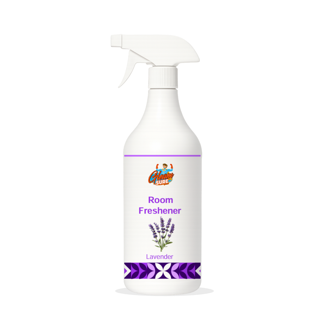 Front view of Gleamsure Lavender Room Freshener bottle on a clean white background.
