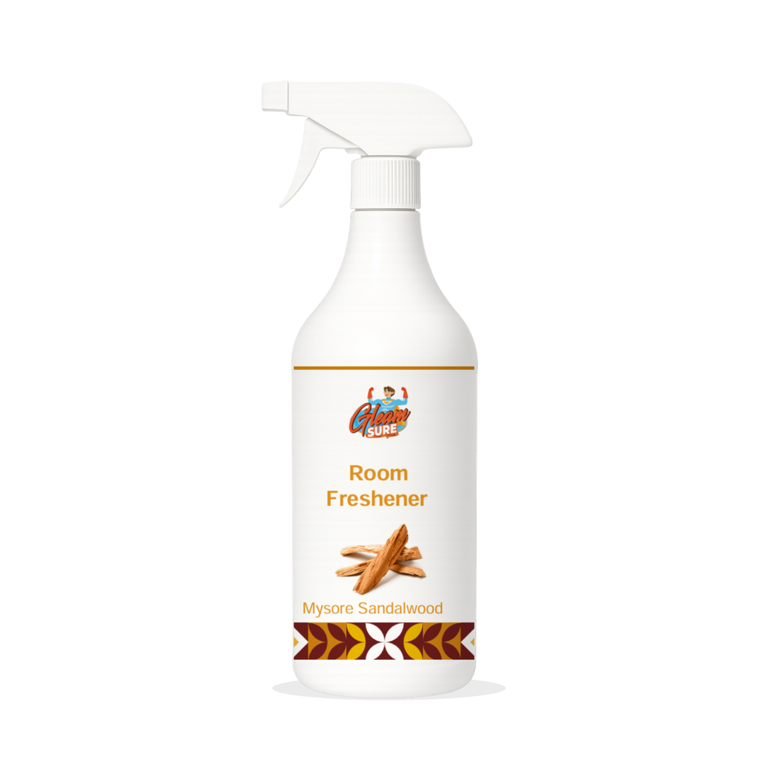 Front view of Gleamsure Mysore Sandalwood Room Freshener bottle on a clean white background