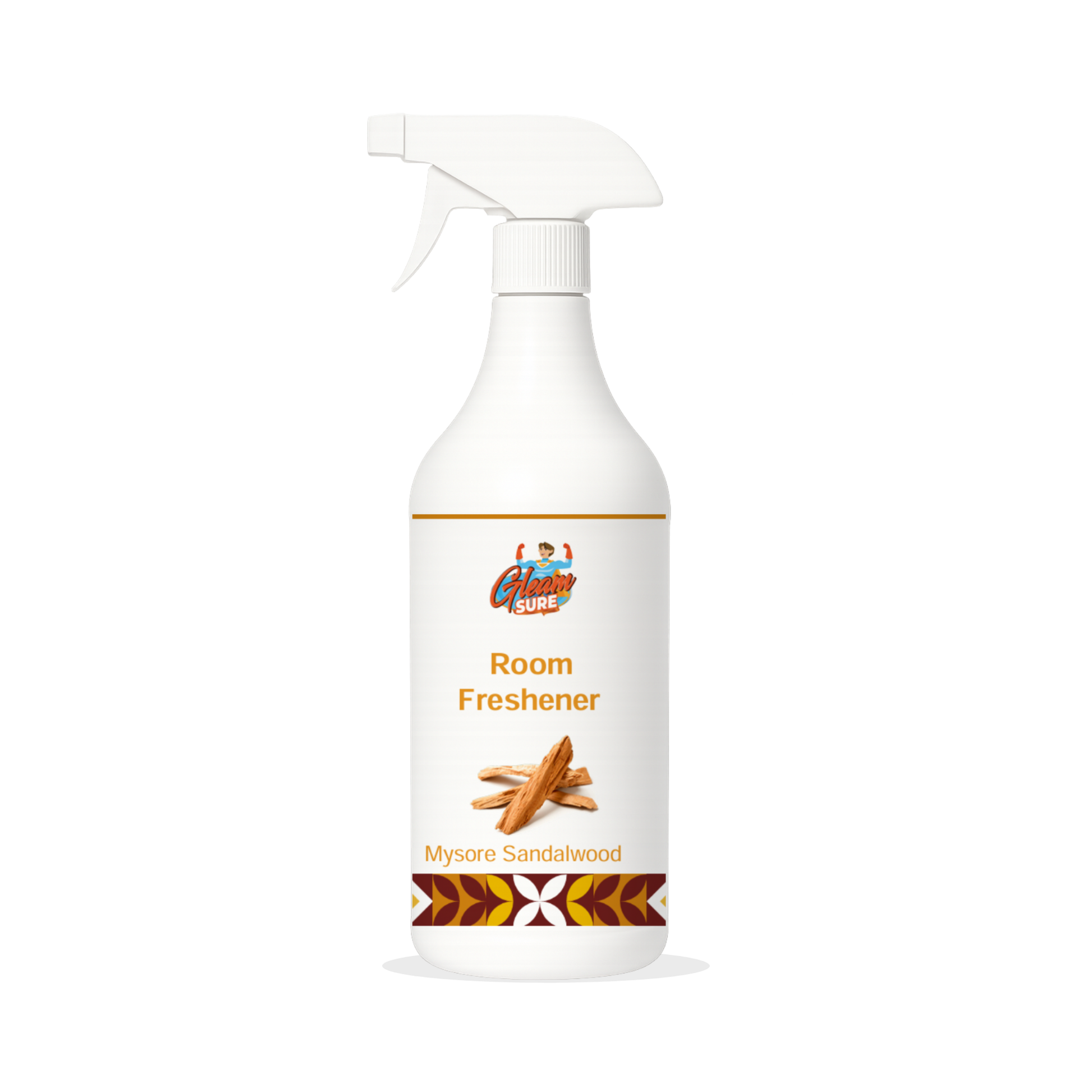 Front view of Gleamsure Mysore Sandalwood Room Freshener bottle on a clean white background