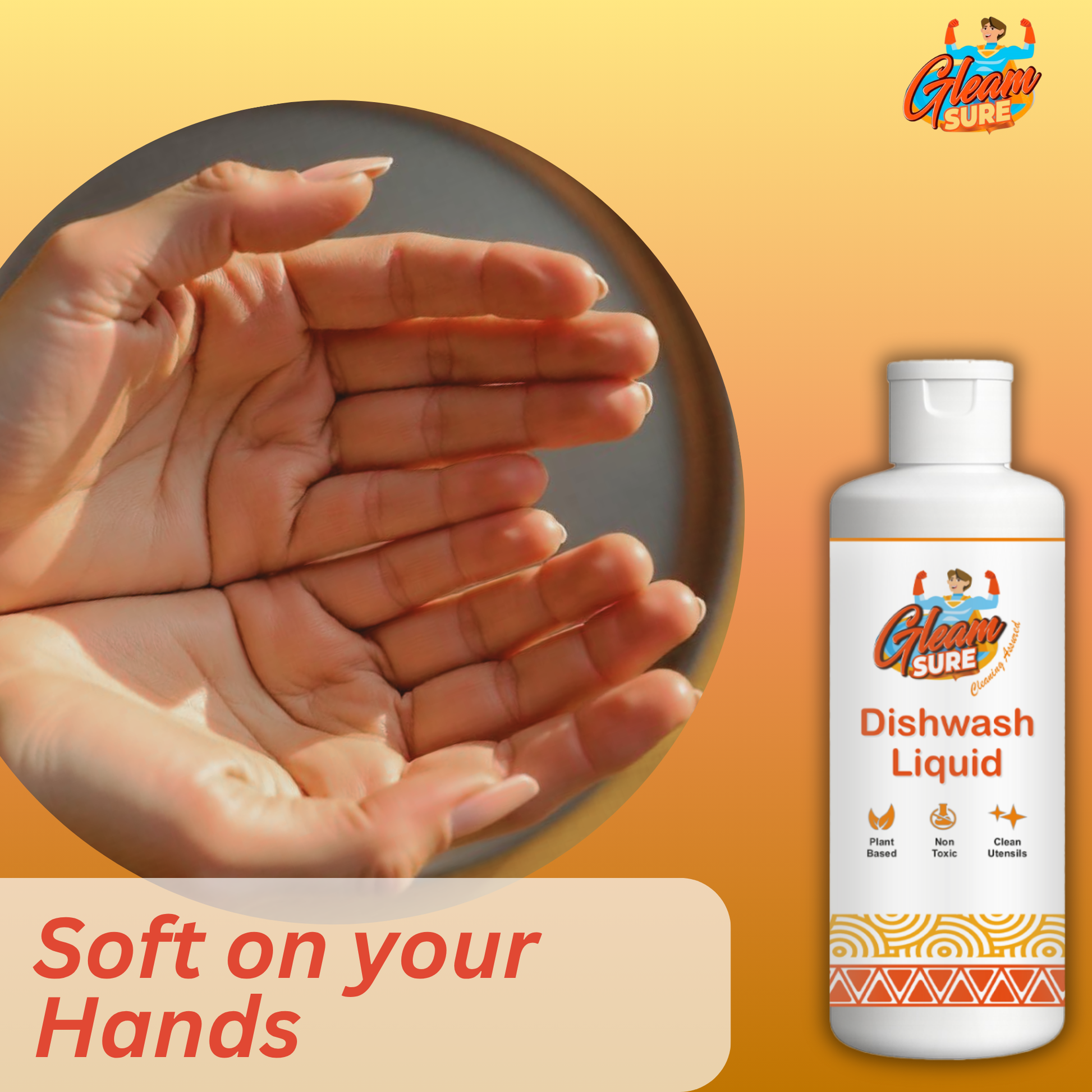 Gentle, non-toxic dish wash safe for sensitive skin – cleans dishes without drying or irritating hands