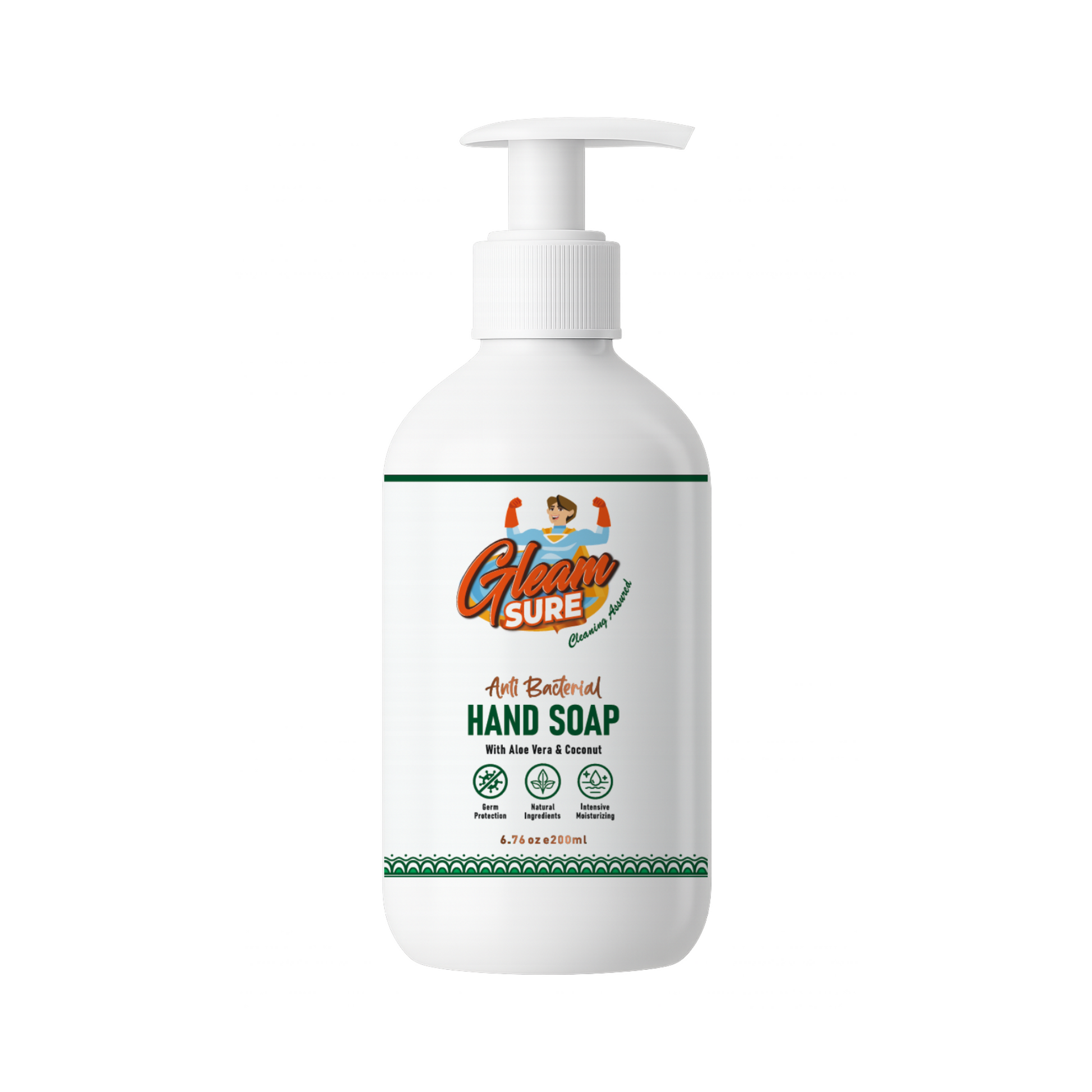 Gleamsure Natural Handwash 200 ml – aloe vera and coconut fragrance, plant-based, non-toxic, and moisturizing hand cleanser for daily use