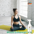 Gleamsure room freshener placed beside a serene morning meditation scene, highlighting the product as a ‘Mood Enhancer