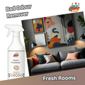 Oakwyn Room Freshener featured in a cozy, well-lit living room, with label ‘Bad Odour Remover – Fresh Rooms’.