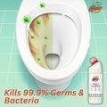 Toilet before and after using plant-based cleaner – visibly removes germs, bacteria, and stains for a sparkling, hygienic toilet